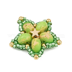 Подвески из стеклянного бисера ручной работы и синтетических окрашенных бусин императорской яшмы&nbsp;PALLOY-MZ00752-04