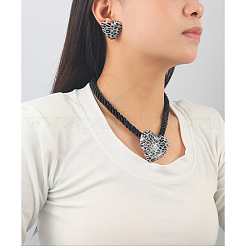 Комплект из ожерелья и серег-гвоздиков из сплава с леопардовым принтом в форме сердца для женщин&nbsp;FS-WG72CC2-02