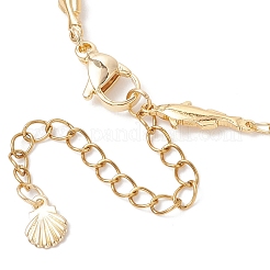 Женские браслеты на ногу из нержавеющей стали 304 и латуни в виде цепочек-рыбок&nbsp;AJEW-AN00758