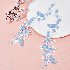 4 шт. полиэстеровая вышитая пришивная/приклеиваемая отделка для воротника&nbsp;DIY-GF0006-08A