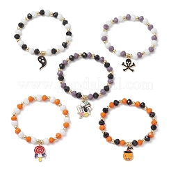 5шт. набор круглых стеклянных бусин на тему Хэллоуина для браслетов&nbsp;BJEW-JB12115