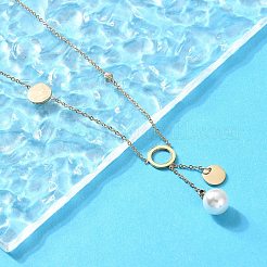 Ожерелья с круглыми дисками из нержавеющей стали 304 с кристаллами и стразами&nbsp;NJEW-A045-03G