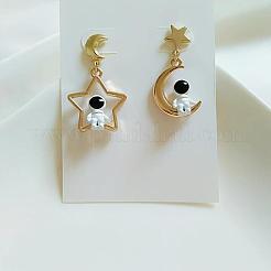 Серьги-гвоздики из сплава смолы с луной и звездой в виде космонавта&nbsp;FS-WG8DF57-01