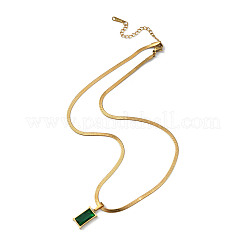 Ожерелье с прямоугольной подвеской цвета морской волны и кубическим цирконием&nbsp;NJEW-Z028-01G