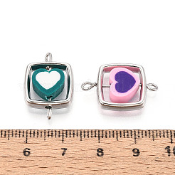 Подвески-соединители из полимерной глины в форме сердца и квадратной рамки CCB&nbsp;CLAY-T022-18B