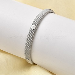 Женские браслеты-манжеты из нержавеющей стали 304 с плоскими цепочками-змейками&nbsp;BJEW-A067-01P