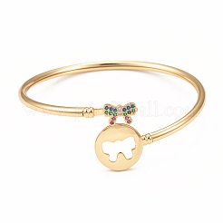 Браслеты из латуни с микропаве из кубического циркония&nbsp;BJEW-E071-20G-01