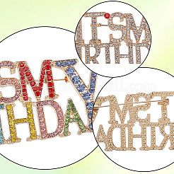 2 шт. 2 стиля «Это мой день рождения» броши из сплава со стразами для рюкзака и одежды&nbsp;JEWB-GF0011-51B