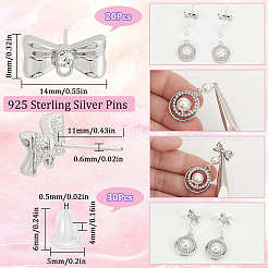 20 шт. фурнитура для сережек-гвоздиков со стразами и бантом из сплава&nbsp;EJEW-SC0001-49