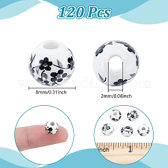 120 шт. фарфоровые бусины ручной работы с принтом&nbsp;PORC-UN0001-05B