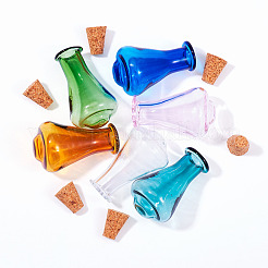 6 шт. 6-цветное стеклянное конусное украшение для бутылки желаний&nbsp;AJEW-TA0001-52B