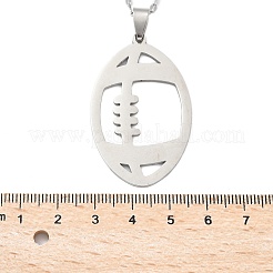 201 полое ожерелье с подвеской в стиле регби из нержавеющей стали&nbsp;NJEW-D318-01P