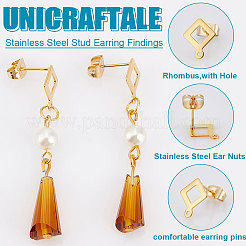 60 шт. 2 цвета 201 нержавеющая сталь фурнитура для сережек-гвоздиков&nbsp;EJEW-UN0002-40