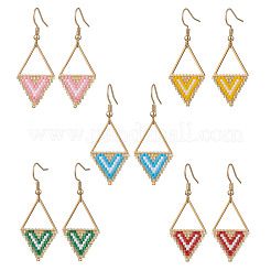 Серьги-подвески из ромбовидного стекла&nbsp;EJEW-MZ00640