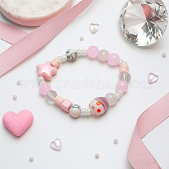 4шт 2 стиля фарфоровые синтетические бирюзовые бусины эластичные браслеты для женщин&nbsp;BJEW-GO0002-13