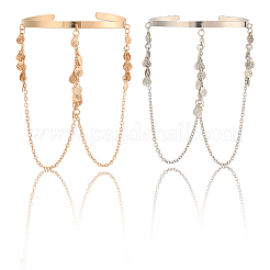 2 шт. 2 цвета в стиле бохо с кисточками из сплава на верхнюю часть руки с открытым манжетом для женщин&nbsp;BJEW-CY0001-03A