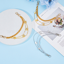 4 шт. 2-х цветные латунные цепи для ремней для ботинок&nbsp;HJEW-HS00051