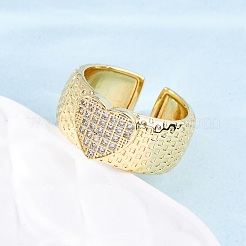 Латунные кольца из манжеты с прозрачным цирконием&nbsp;RJEW-U047-18G