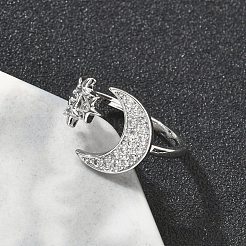 Манжеты из латуни с микро паве кубический цирконий для женщин&nbsp;RJEW-D322-04P