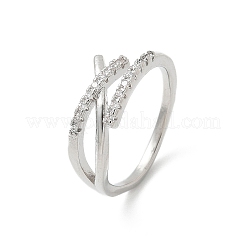 Кольца-манжеты в форме буквы Х из прозрачного кубического циркония&nbsp;RJEW-G337-09P