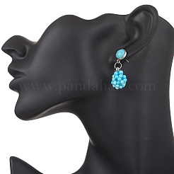 Серьги-гвоздики с синтетической бирюзой&nbsp;EJEW-MZ00585