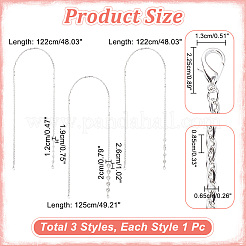 3 шт. 3-х стильные ремни для сумки из сплава с цепочкой и тросом&nbsp;FIND-WR0009-16