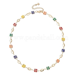 Латунные эмалевые цепочки с клевером от сглаза&nbsp;NJEW-JN05762