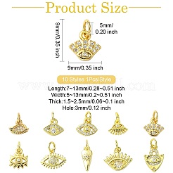 10 шт. 10 стиля подвески с глазом из латуни с микропаве из кубического циркония&nbsp;KK-CJ0002-51