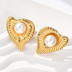 Серьги-гвоздики в форме сердца из нержавеющей стали 304&nbsp;EJEW-L287-064G