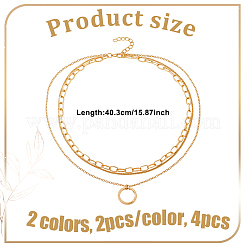 4 шт. 2 цвета железа и сплава 3 слоя витое кольцо кулон ожерелье для женщин&nbsp;NJEW-HY0001-26