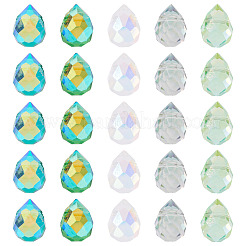 50шт 5 цвета гальванические прозрачные стеклянные бусины&nbsp;GLAA-TA0003-47C