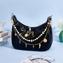 1 шт. акриловые круглые бусины и латунные перья крест-накрест для сумки декоративные цепочки и 1 шт. брошь из сплава&nbsp;HJEW-GA00055