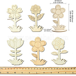6 стиль своими руками незаконченные вырезанные из дерева цветы&nbsp;WOOD-CJ0002-30