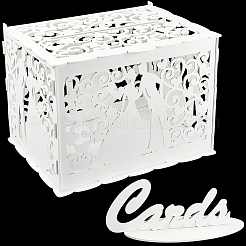 Держатель для денег из дерева на свадьбу с табличкой&nbsp;DJEW-WH20011-001B