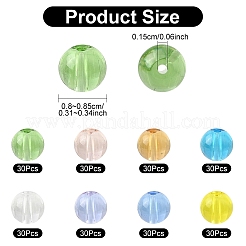 240шт 8 цвета прозрачные стеклянные бусины нити&nbsp;GLAA-YW0005-30