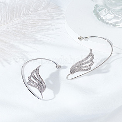 1 пара серег-манжетов из сплава в форме крыльев со стразами&nbsp;EJEW-LP0007-023P