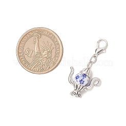 Подвеска для чайника из фарфора и сплава в тибетском стиле с цветочным принтом ручной работы&nbsp;HJEW-JM03670