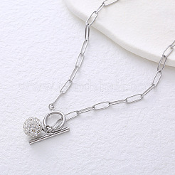 Ожерелья из нержавеющей стали с круглым кулоном в виде шара со стразами и кристаллами для женщин&nbsp;TP1840