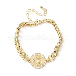 Латунные браслеты с микропаве из прозрачных кубических цирконий для женщин&nbsp;BJEW-G769-01G