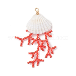 Большие подвески из стеклянных бусин и ракушек&nbsp;PALLOY-MZ01152-01