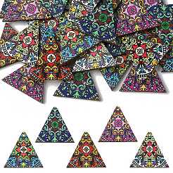 24шт 4 цвета подвески из натуральной липы с принтом&nbsp;WOOD-CJ0001-93