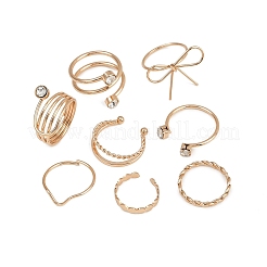 Комплект из 8 шт. латунных колец-манжет со стразами RJEW-P157-01G