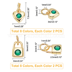 32шт 16 стиля латунные подвески с микропаве и кубическим цирконием&nbsp;KK-PH0001-80