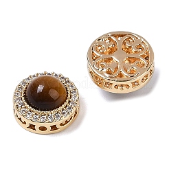 Латунь с кубическим цирконием и тигровым глазом&nbsp;KK-Q030-16G