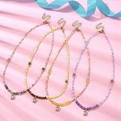 Ожерелье с подвеской в виде луны из латуни с микропаве и кубическим цирконием&nbsp;NJEW-JN04424