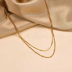 Двухслойное ожерелье из нержавеющей стали 304&nbsp;LS-NJEW-Q321-01G