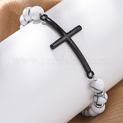 Круглые синтетические гематитовые бусины браслеты-стрейчи BJEW-F493-05EB-01