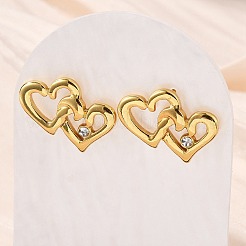 Серьги-гвоздики из нержавеющей стали 304 со стразами для женщин&nbsp;EJEW-U052-01G