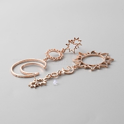 Асимметричные серьги со звездами и луной из сплава&nbsp;EJEW-WH0018-21