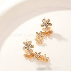 Серьги-гвоздики из цветочного сплава и хрустальных страз&nbsp;FS-WG0E7F6-01